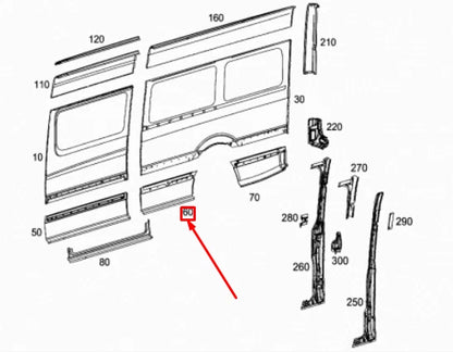 NEW MERCEDES-BENZ SPRINTER 906 RIGHT SIDE BOTTOM PANNELING A9066375709 ORIGINAL