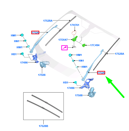 new ford focus mk3 c346 front left wiper arm bm51-17526-ac 1868602 original