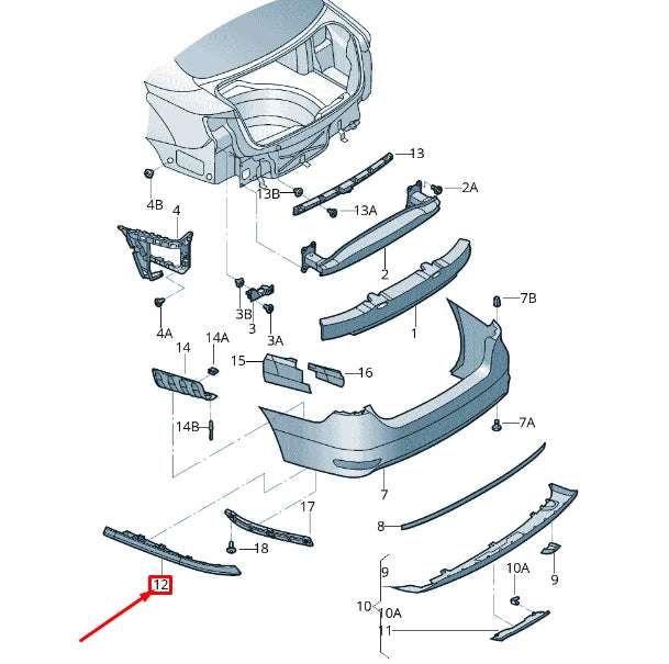 NEW VW JETTA A6 MK6 REAR RIGHT BUMPER SIDE PANEL TRIM COVER 5C68546909B9