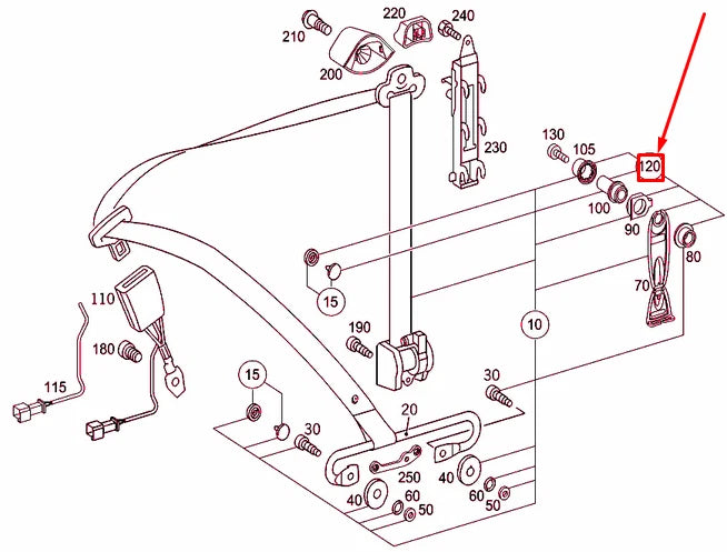 NEW MB C W203 FRONT SEAT SAFETY BELT GUIDE PARTS KIT A2038604985 ORIGINAL