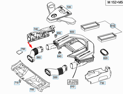 new mercedes-benz slk r172 right air intake hose a1520940182 original