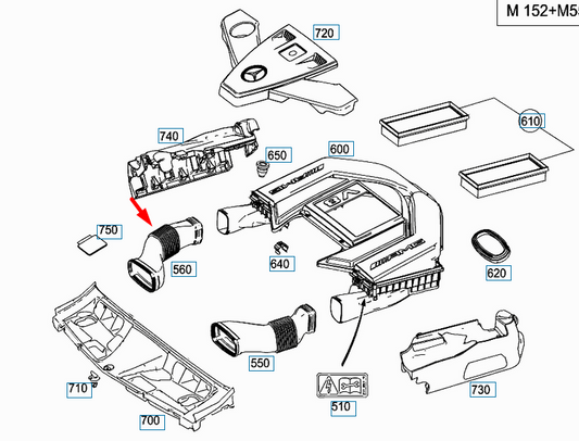 new mercedes-benz slk r172 right air intake hose a1520940182 original