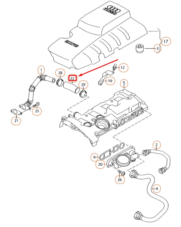NEW AUDI A1 MK1 BREATHER HOSE LINE 06F103213M ORIGINAL