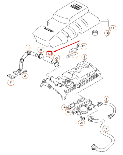 NEW AUDI A1 MK1 BREATHER HOSE LINE 06F103213M ORIGINAL