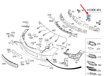 NEW MERCEDES-BENZ C W204 FRONT BUMPER PANEL LEFT STIFFENER A2048850016 ORIGINAL
