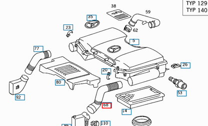 NEW MERCEDES-BENZ E W210 LEFT AIR INTAKE HOSE A1190901582 ORIGINAL