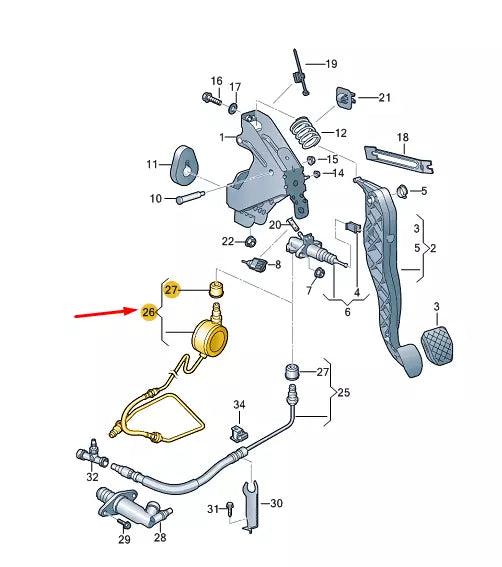 NEW VW TRANSPORTER VI T6 CLUTCH PRESSURE PIPE LHD 7E1721462C ORIGINAL