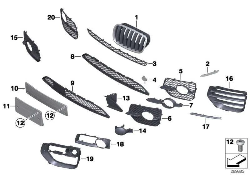 NEW BMW X6 E71 E72 FRONT BUMPER FOG LIGHT OPEN GRILL RIGHT 51117176278 7176278