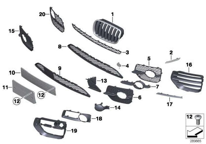 NEW BMW X6 E71 E72 FRONT BUMPER FOG LIGHT OPEN GRILL RIGHT 51117176278 7176278
