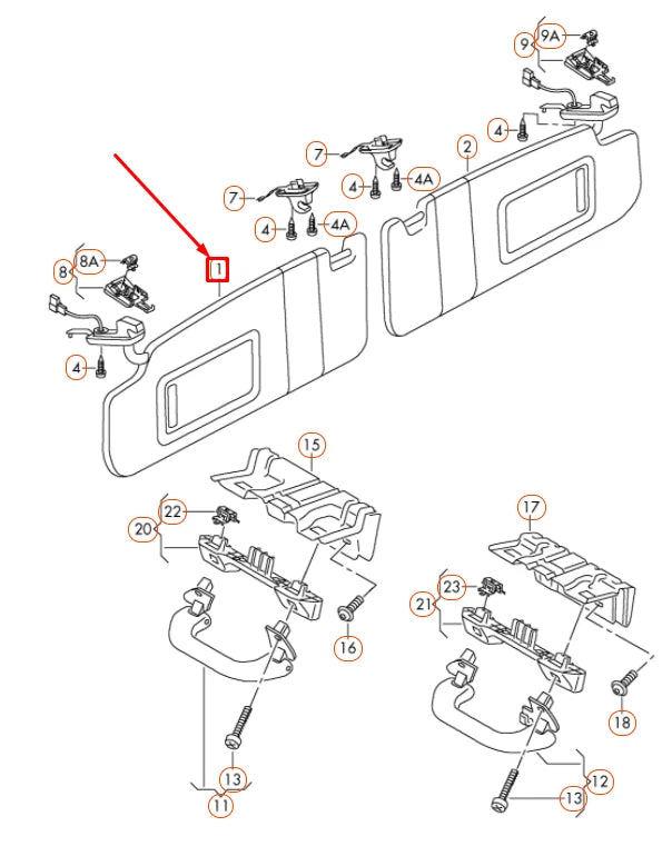 NEW VOLKSWAGEN GOLF 5K MK6 LEFT SIDE SUN VISOR 1K0857551AF3H8