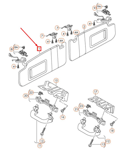 NEW VOLKSWAGEN GOLF 5K MK6 LEFT SIDE SUN VISOR 1K0857551AF3H8