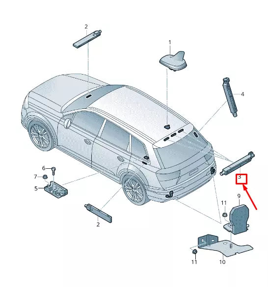 NEW AUDI Q7 4M RIGHT UPPER ANTENNA AMPLIFIER 4M0035225B