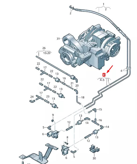 NEW VW TRANSPORTER VI T6 REAR AXLE DIFFERENTIAL VACUUM HOSE 7E0525678B