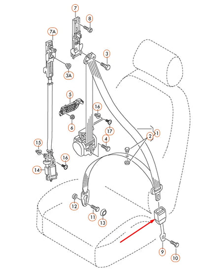 NEW AUDI A4 B7 FRONT SIDE SEAT BELT BUCKLE 8E0857755G01C