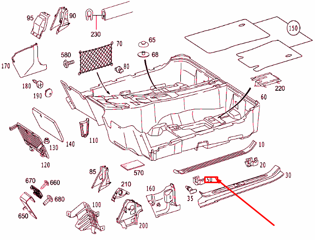 new mercedes-benz sl r230 outer door sill scuff plate clip a0119889178 original