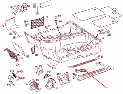 new mercedes-benz sl r230 outer door sill scuff plate clip a0119889178 original