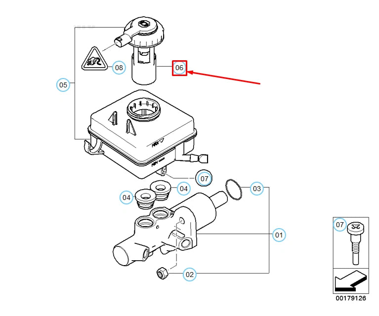 NEW BMW 5 E60 BRAKE FLUID RESERVOIR CAP WITH WARNING SWITCH 34316761075 ORIGINAL