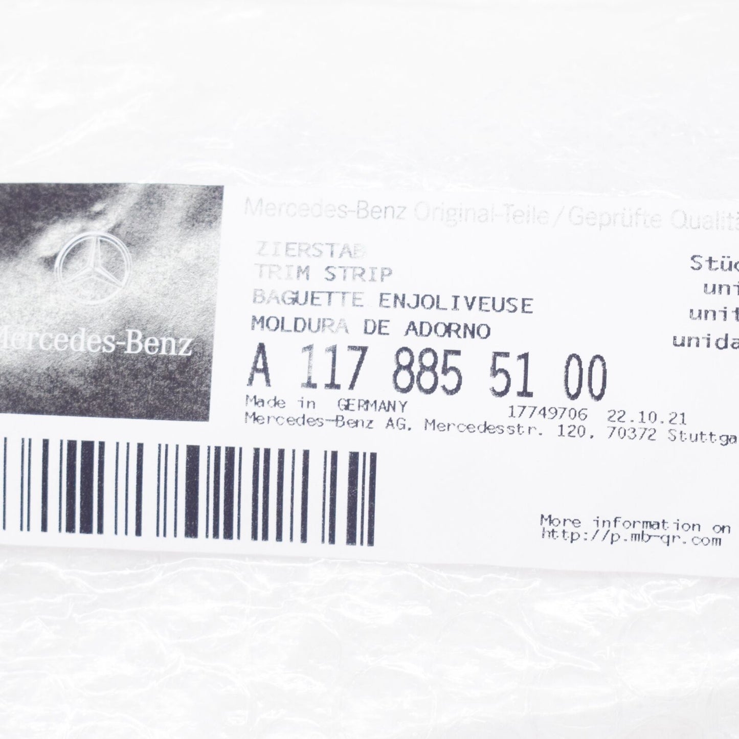 NEW MERCEDES-BENZ CLA C117 FRONT BUMPER RIGHT SIDE TRIM A1178855100 ORIGINAL