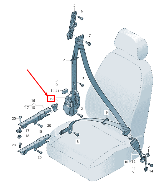 new audi a6 4a c8 front right seat belt tensioner shaped part 4k8857178 original