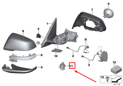new bmw x1 f48 front left outside mirror light module 9492513 51169492513