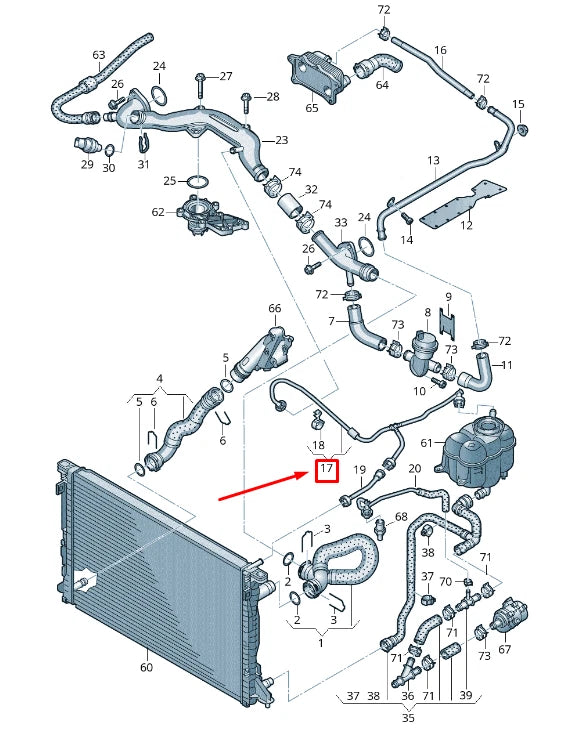 NEW AUDI Q7 4M EXPANSION TANK BREATHER LINE 4M0121081AJ