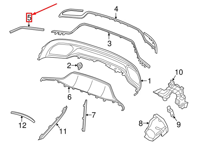 NEW MERCEDES-BENZ C W205 REAR BUMPER RIGHT MOLDING A2058853021 ORIGINAL