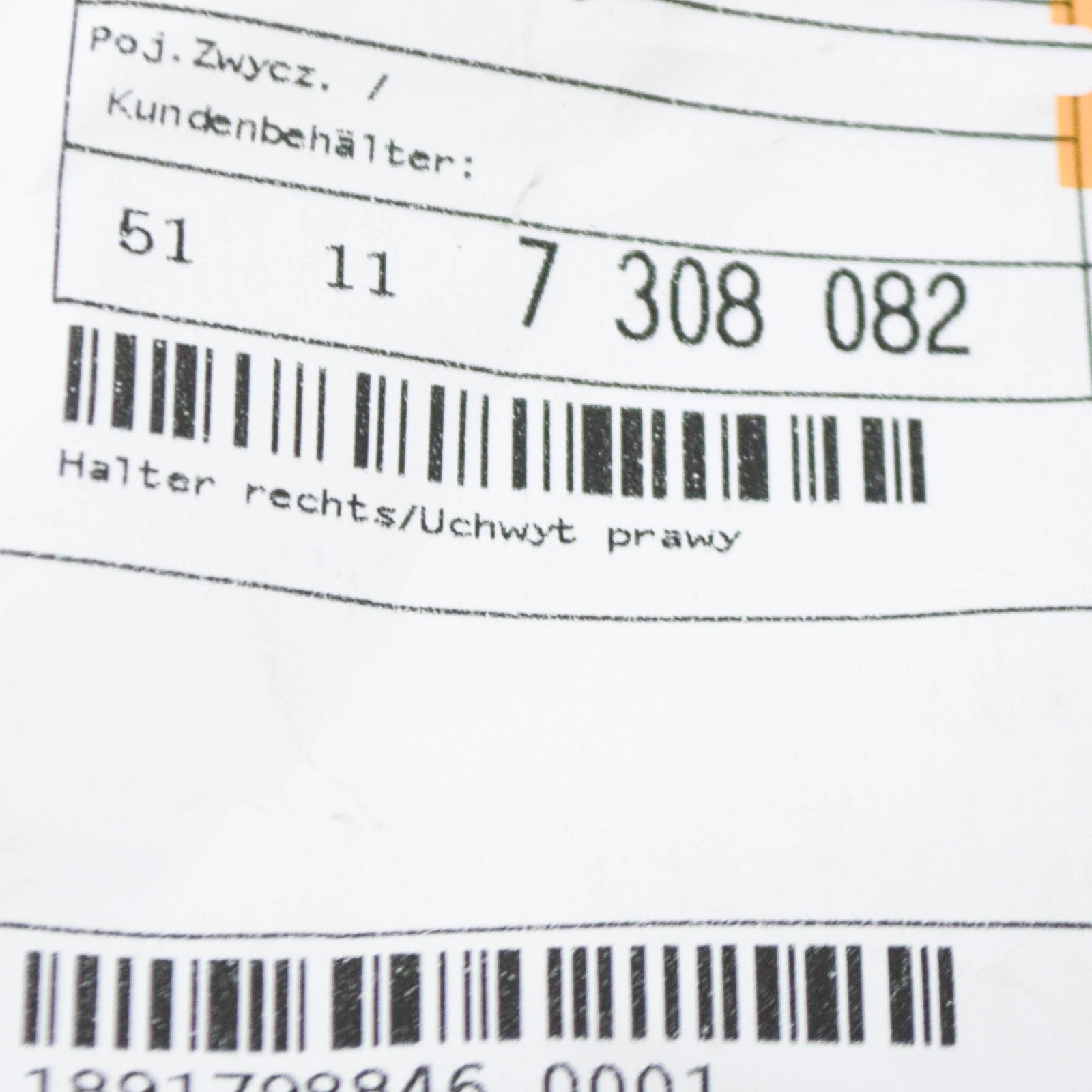 new bmw x3 f25 front right bumper bracket 51117308082 2013 original