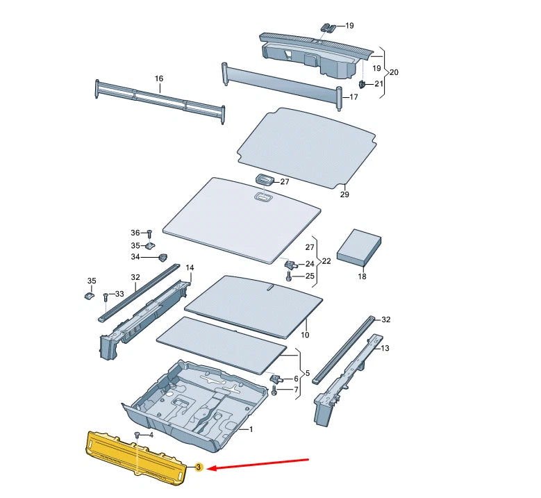 NEW VW TOUAREG CR MK3 LUGGAGE COMPARTMENT FLOOR COVER 760863211B4PK ORIGINAL
