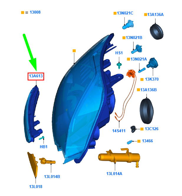 new ford kuga mk1 front left additional day time running light 1754924 original