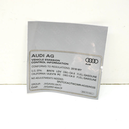 NEW AUDI A4 AVANT B9 EMISSION CONTROL INFORMATION LABEL 8W0010504J ORIGINAL