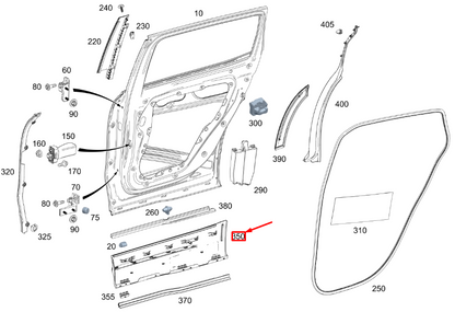 new mercedes-benz glb x247 rear right door cover strip a2477305603 original