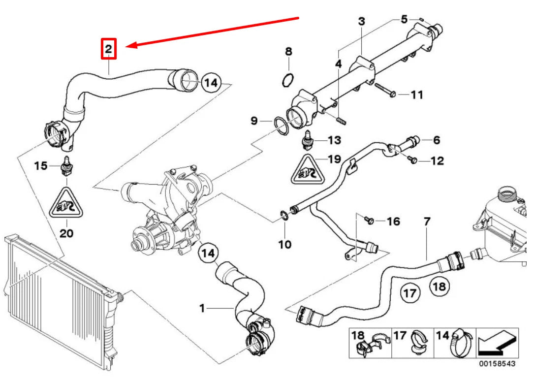 NEW BMW Z4 COUPE E86 LOWER RADIATOR COOLANT HOSE 7836599 11537836599 ORIGINAL