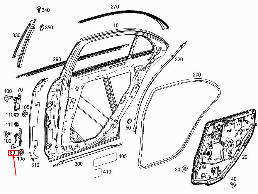 new mercedes-benz s w222 rear right bottom door hinge a2227308403 original