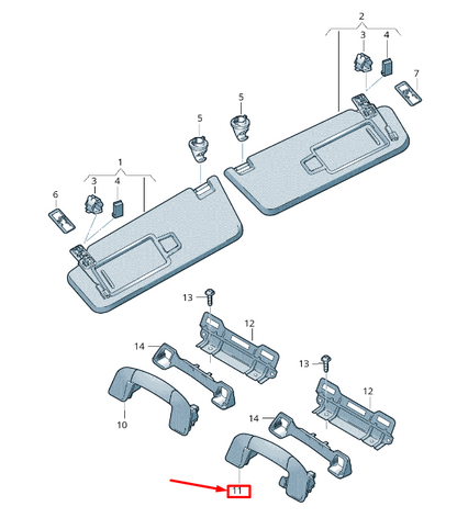 NEW VW PASSAT B8 3G REAR ROOF GRAB HANDLE 3G0857643B NX1 3G0857643BNX1 ORIGINAL
