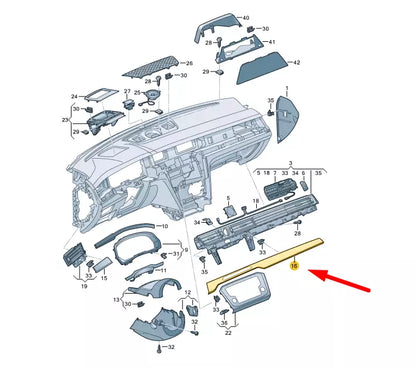 NEW VW PASSAT B8 INSTRUMENT PANEL RIGHT MOLDING TRIM LHD 3G1853300C9DW ORIGINAL