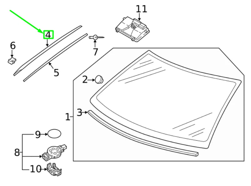 NEW VOLKSWAGEN JETTA A7 MK7 FRONT LEFT WINDSHIELD MOLDING 17A8543275AP ORIGINAL