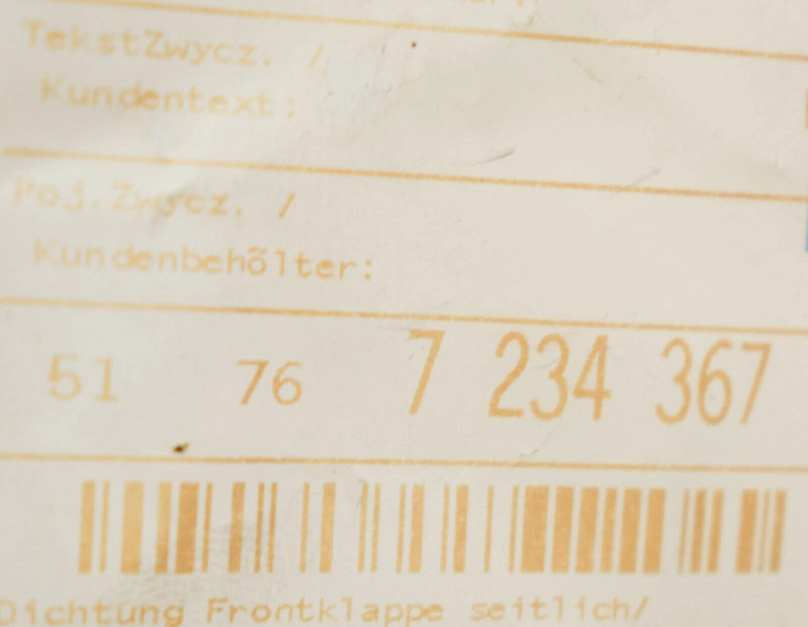 NEW BMW X3 F25 ENGINE BONNET SIDE SEAL 51767234367 7234367 ORIGINAL