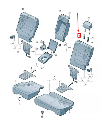 NEW VW TOUAREG 7P REAR RIGHT HEAD REST ADJUSTABLE GUIDE 1K0881920AENX1