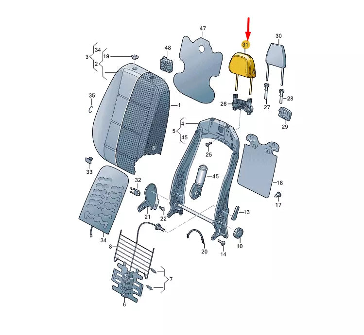 NEW VOLKSWAGEN ARTEON 3H7 FRONT LEFT HEAD REST 3G8881901LXUY ORIGINAL
