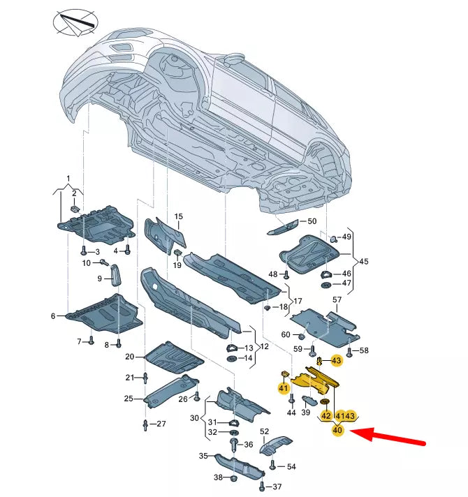 NEW VW TIGUAN AD MK2 REAR RIGHT UNDERBODY TRIM 5QF825102B ORIGINAL