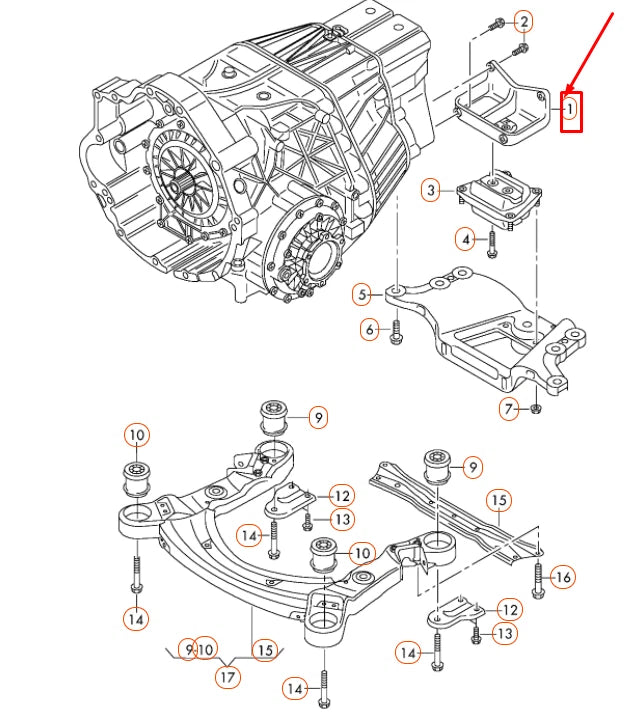 NEW AUDI A6 C6 GEARBOX MOUNT SUPPORT 4F0399115AH ORIGINAL