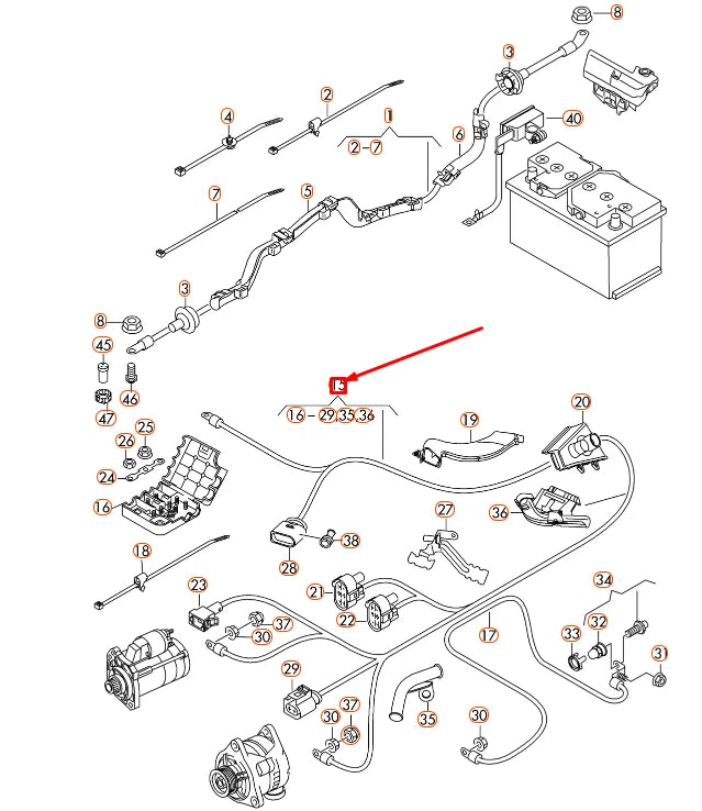 NEW AUDI A4 B8 STARTER AND ALTERNATOR WIRING SET 8K0971228 ORIGINAL