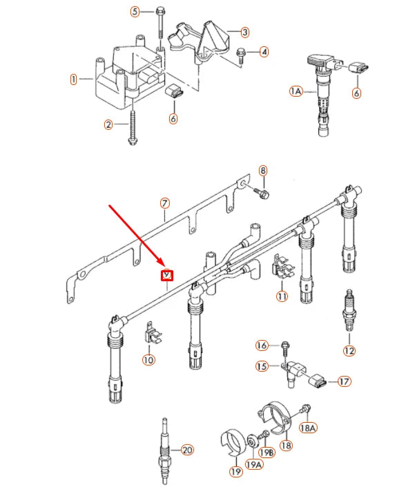NEW VOLKSWAGEN BEETLE 9C IGNITION LEAD CYLINDER 1 06A905430AK ORIGINAL