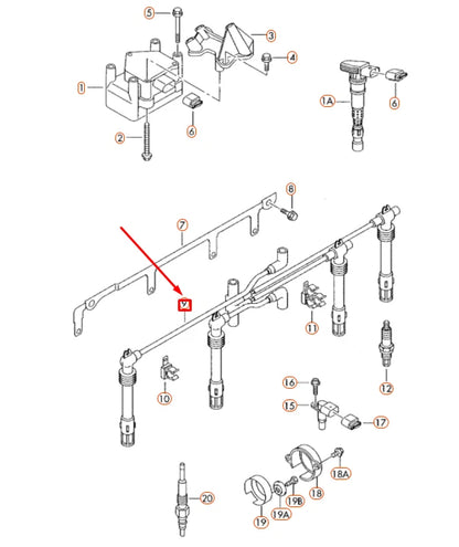 NEW VOLKSWAGEN BEETLE 9C IGNITION LEAD CYLINDER 1 06A905430AK ORIGINAL