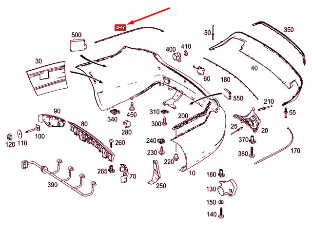NEW MERCEDES-BENZ E COUPE C207 REAR BUMPER RIGHT MOLDING A2078852221 ORIGINAL