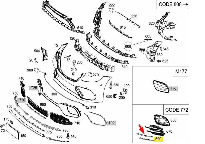 NEW MERCEDES-BENZ S-CLASS W222 FRONT BUMPER LEFT TOP TRIM A2228853601 ORIGINAL