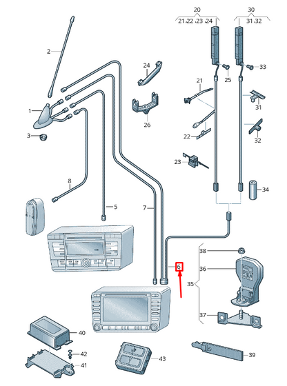 new skoda octavia 5e mk3 roof aerial cable 5e5035723p original