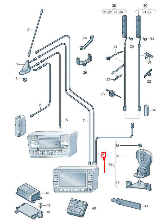 new skoda octavia 5e mk3 roof aerial cable 5e5035723p original