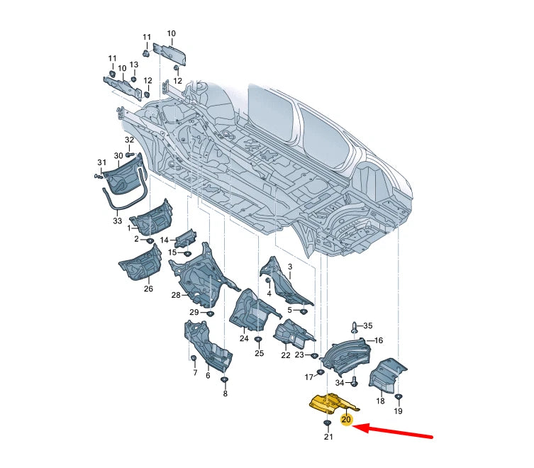 NEW AUDI A8 4N D5 REAR SILENCER RIGHT HEAT SHIELD 4N0825712E ORIGINAL
