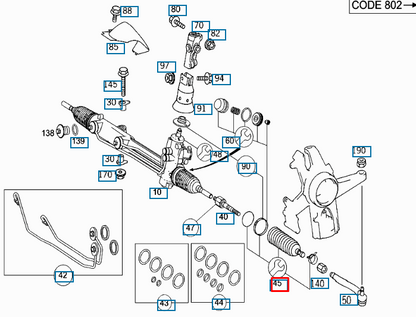 NEW MERCEDES BENZ ML W163 STEERING RACK BOOT KIT A1634600196 ORIGINAL